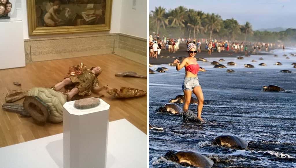 26 صورة تظهر لنا تصرفات بعض السياح المسيئة والغبية، والتي أدت لتدمير المعالم الطبيعية والسياحية
