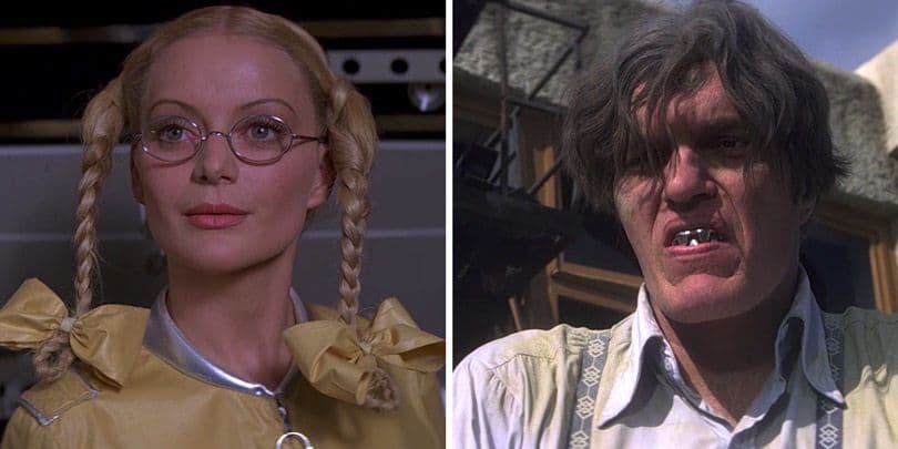 فيلم ”MoonRaker“ عام 1979، مشهدان يظهران ”Jaws“ الذي يُعرف بأسنانه الحديدية، ومحبوبته ”Dolly“