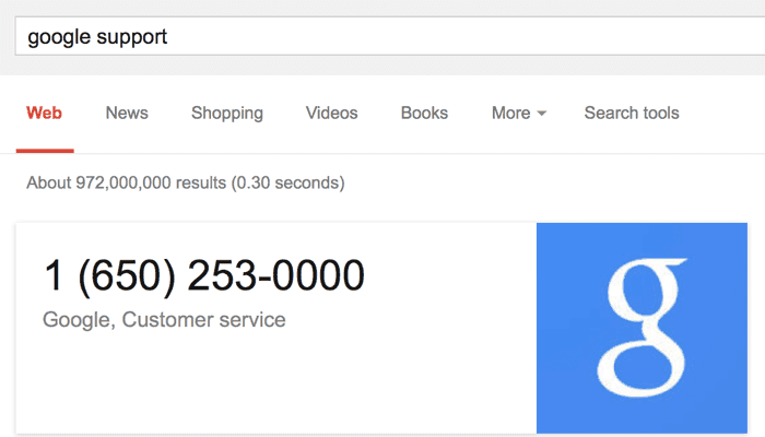 صناديق الإجابات السريعة لـ Google