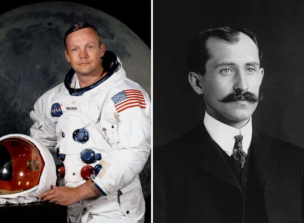 أورفيل رايت (1871–1948) ونيل أرمسترونغ (1930–2012)