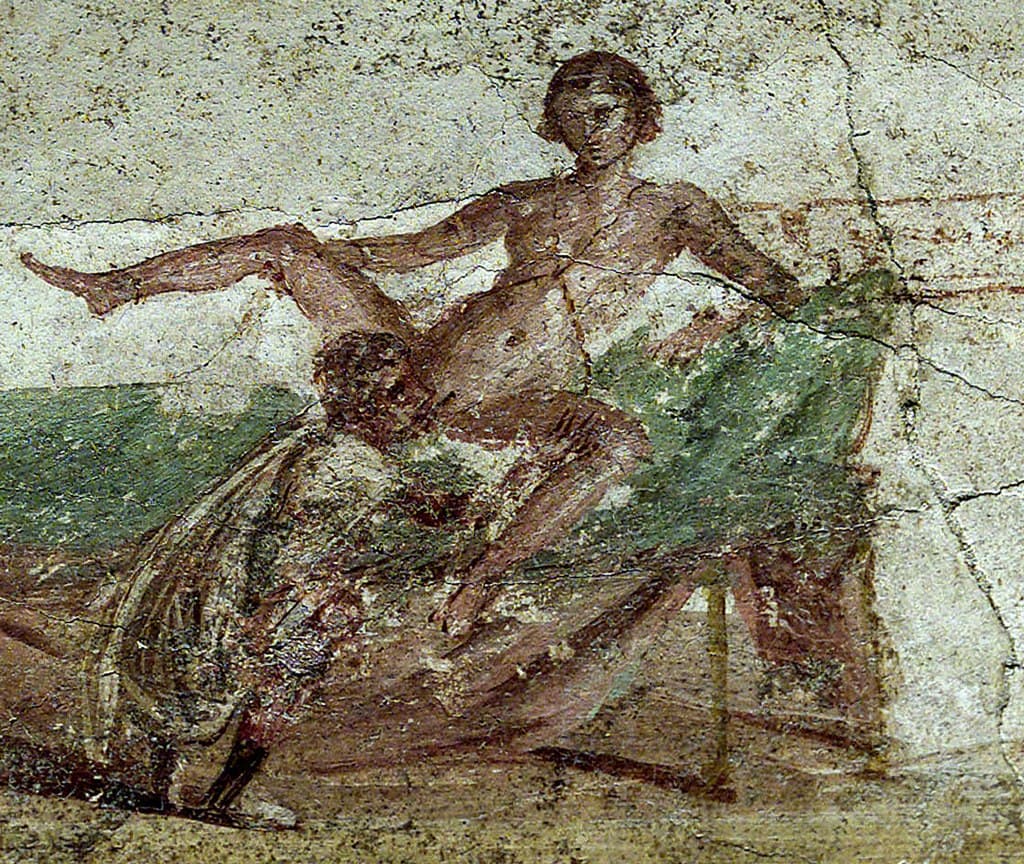لوحة جدارية في (بومبي).