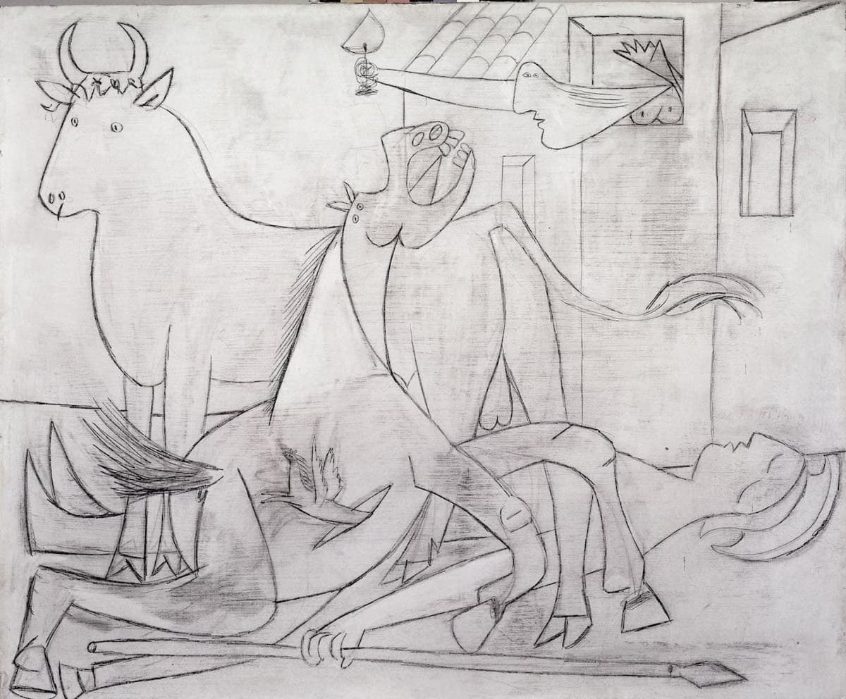 رسمة أولية للوحة