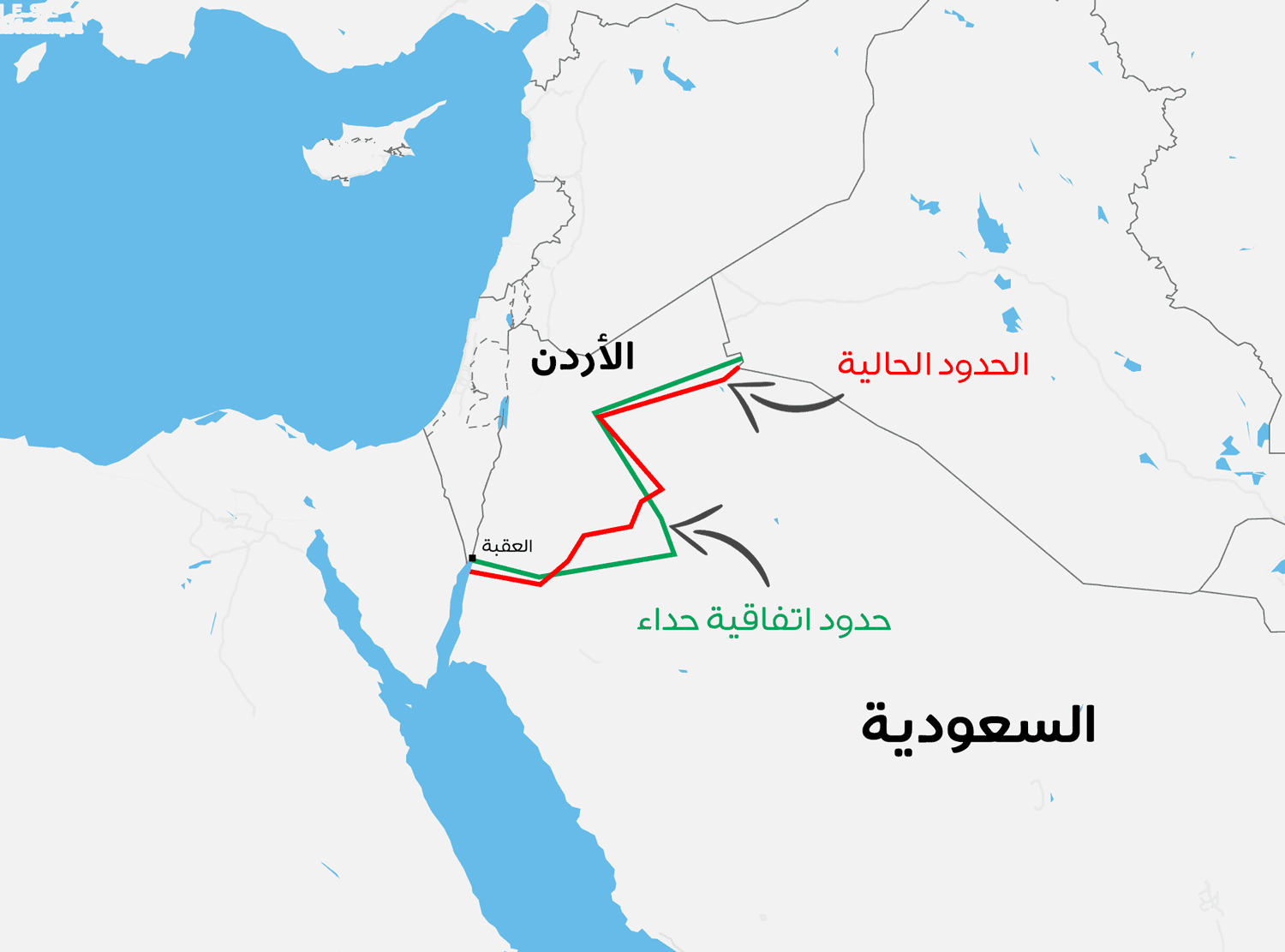نصت ”اتفاقية حداء“ على تنصيب حدود لا تختلف كثيرا عن الحدود اليوم بين الأردن والسعودية. قد يبدو هذا الاتفاق مكسبا للسعوديين وخسارة بالنسبة للأردنيين، لكنهم من خلاله تحصلوا على 20 كيلومتر إضافية على الشريط الساحلي جنوب العقبة.