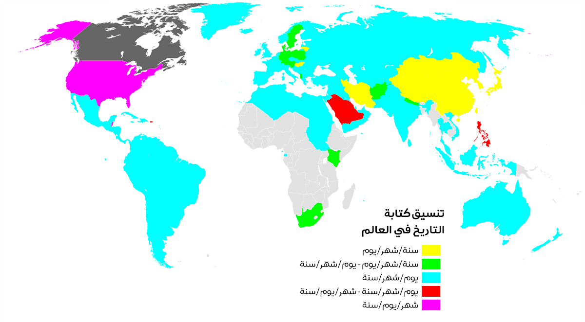 كتابة التاريخ بتنسيق شهر/يوم/سنة