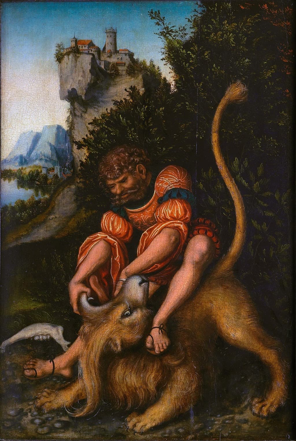 لوحة ”شمشون وهو يصارع الأسد“ من طرف (لوكاس كراناتش).