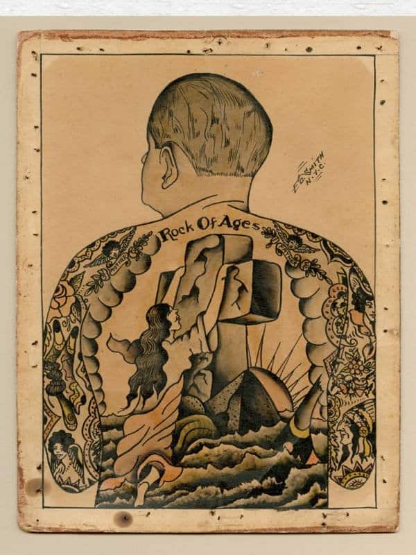 50. لوحة شخصية لـ(إد سميث) تُظهر لنا وشم صخرة العصور على ظهره، عام 1920.