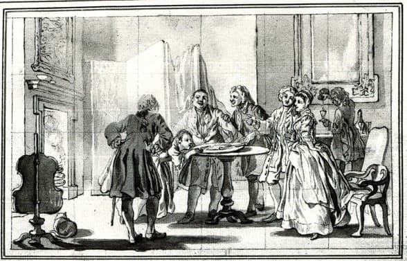أشخاص من العصر الفيكتوري يلعبون لعبة ”كرة الطحين“.