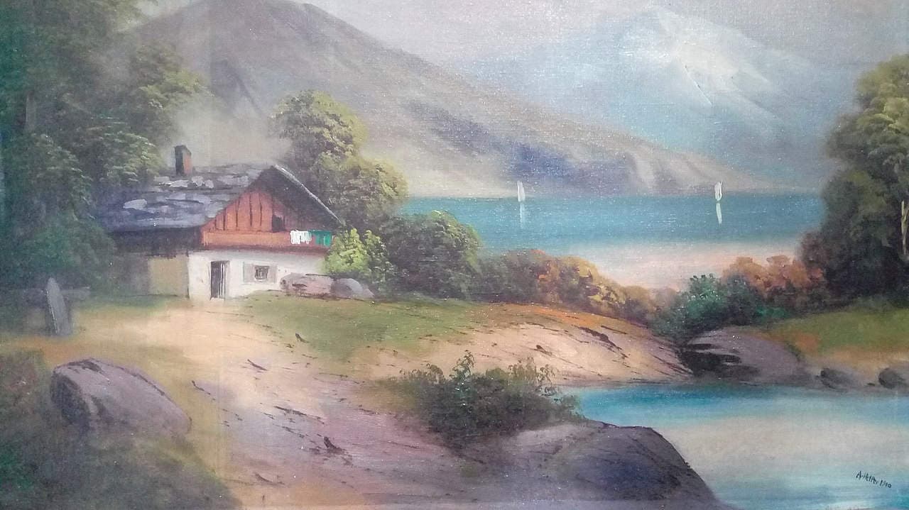 لوحة بعنوان Haus am See بريشة أدولف هتلر من سنة 1912. صورة: Wikimedia Commons