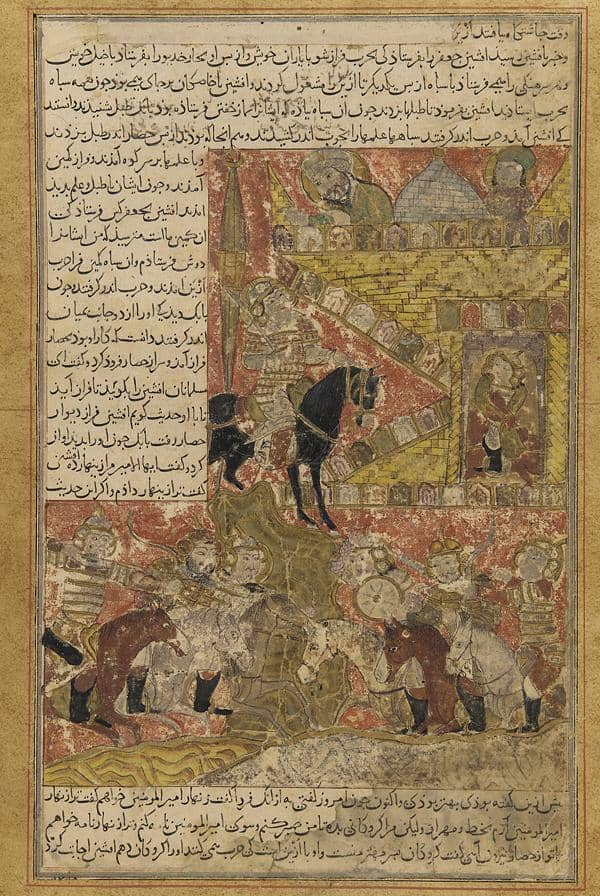 من كتب التاريخ العربية القديمة، صفحة تذكر معارك بابك الخرمي ضد الأفشين، أحد قادة جيش الخليفة المعتصم.