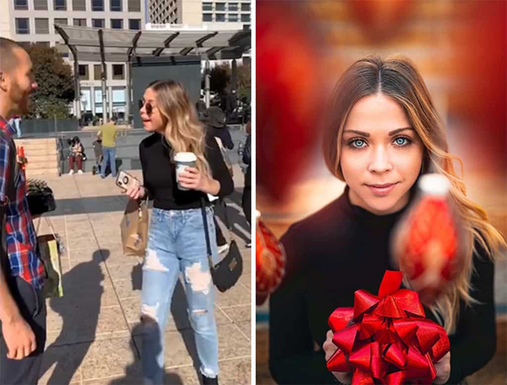 مصور فوتوغرافي يلتقط صورا احترافية للغرباء في الشارع
