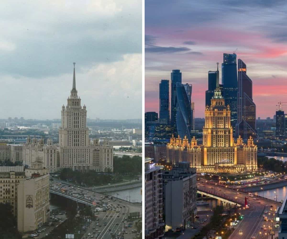 9. موسكو بفارق زمني 20 عاماً بين الصورتين