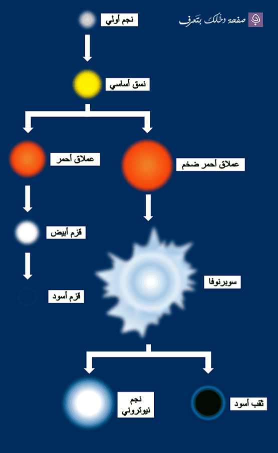 رسم توضيحي لمراحل حياة النجوم في الكون
