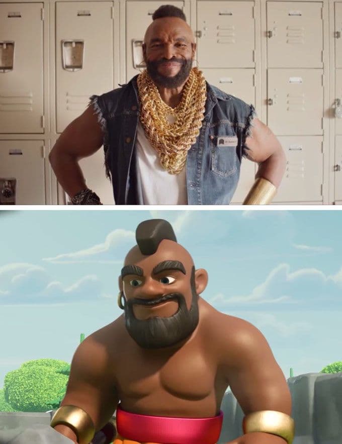 ”Mr. T“ وشخصية ”Hog Rider“ في اللعبة