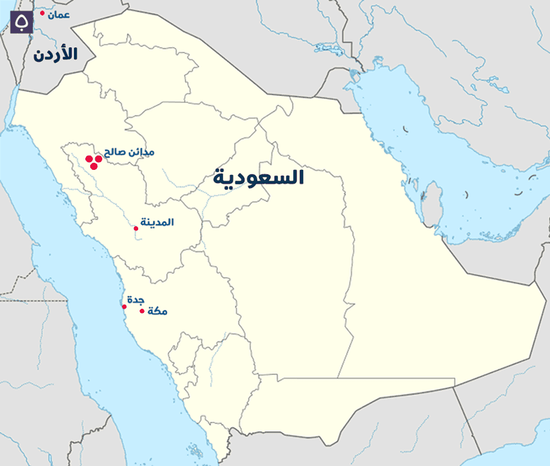 موقع مدائن صالح على الخريطة
