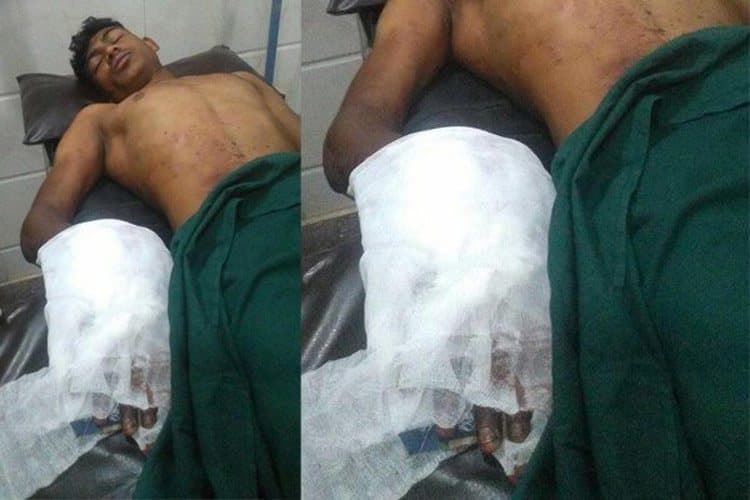 صورة لـ(محمد خالد قرشي) وهو مستلقٍ على سرير المشفى.