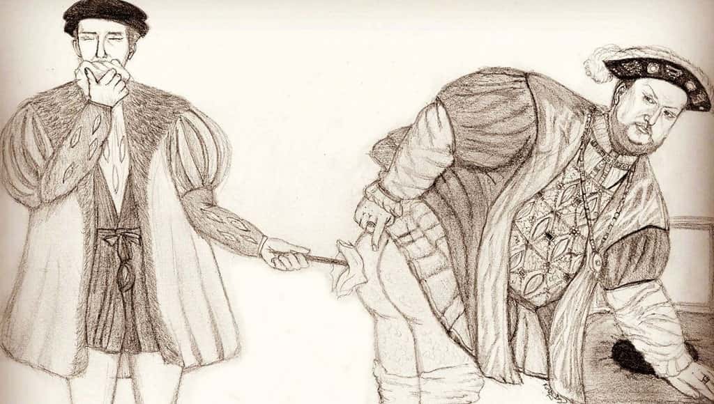 صورة لحامل مراحيض يمسح مؤخرة الملك بعد قضائه لحاجته