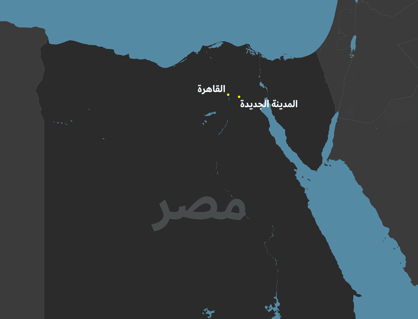 موقع عاصمة مصر الإدارية الجديدة على الخريطة.