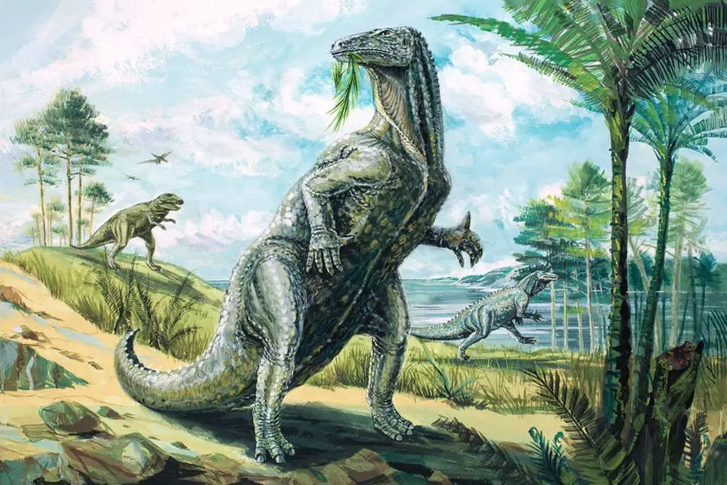 ديناصور (إجواندون) وهو ديناصور ضخم آكل للأعشاب