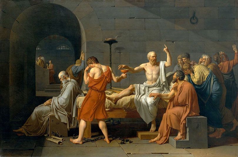 لوحة موت سقراط لوحة فنية مرسومة بالزيت عام 1787 بواسطة الرسام الفرنسي جاك لوي دافيد