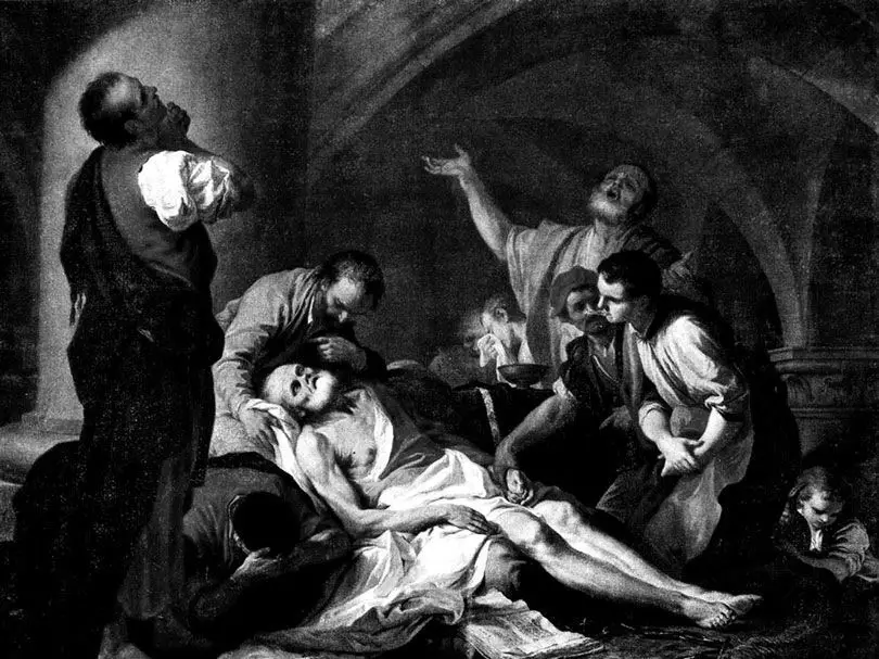 لوحة تجسد لحظة اعدام سقراط