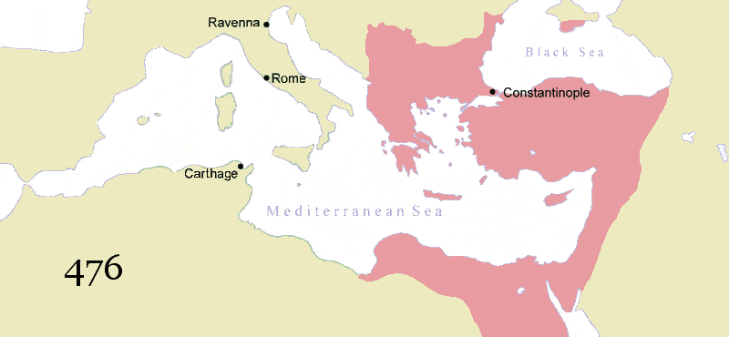 صورة متحركة لتاريخ توسع الامبراطورية البيزنطية على مرة القرون