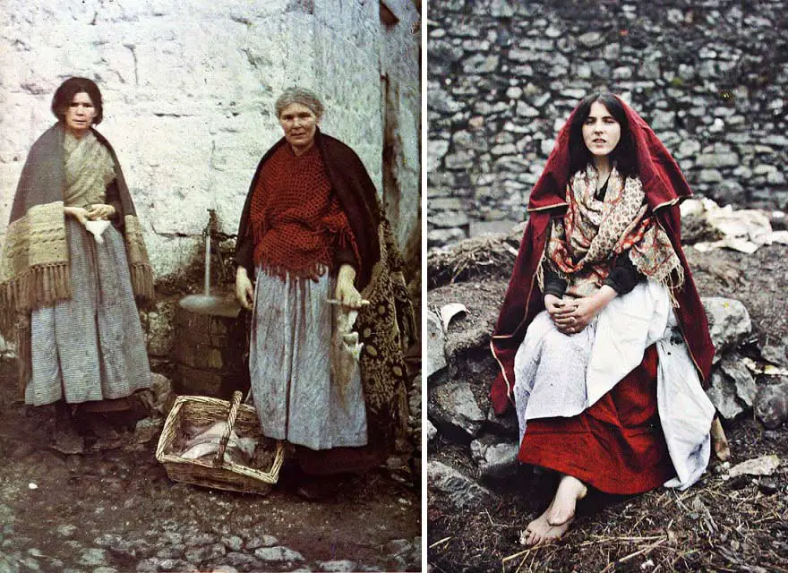 لباس تقليدي إرلندي محبوك، بغالواي في إيرلندا، في الأول من مايو سنة 1913