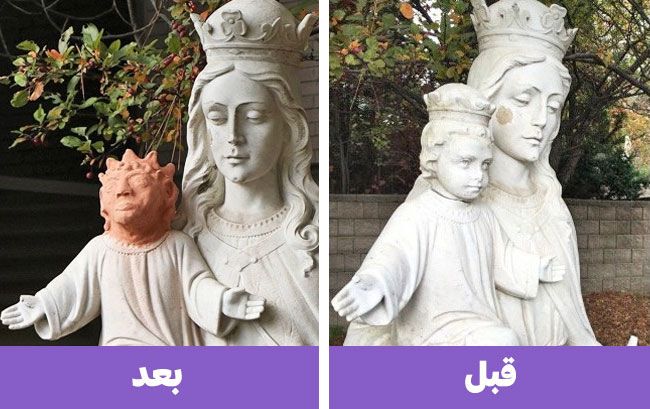 ترميم تمثال ”مريم العذراء ويسوع الطفل“
