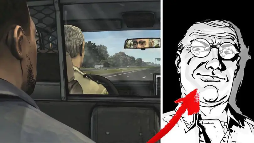 لعبة من The Walking Dead، عندما كان Lee يجلس في الخلف في سيارة الشرطة