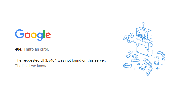 صفحة خطأ 404 لموقع Google