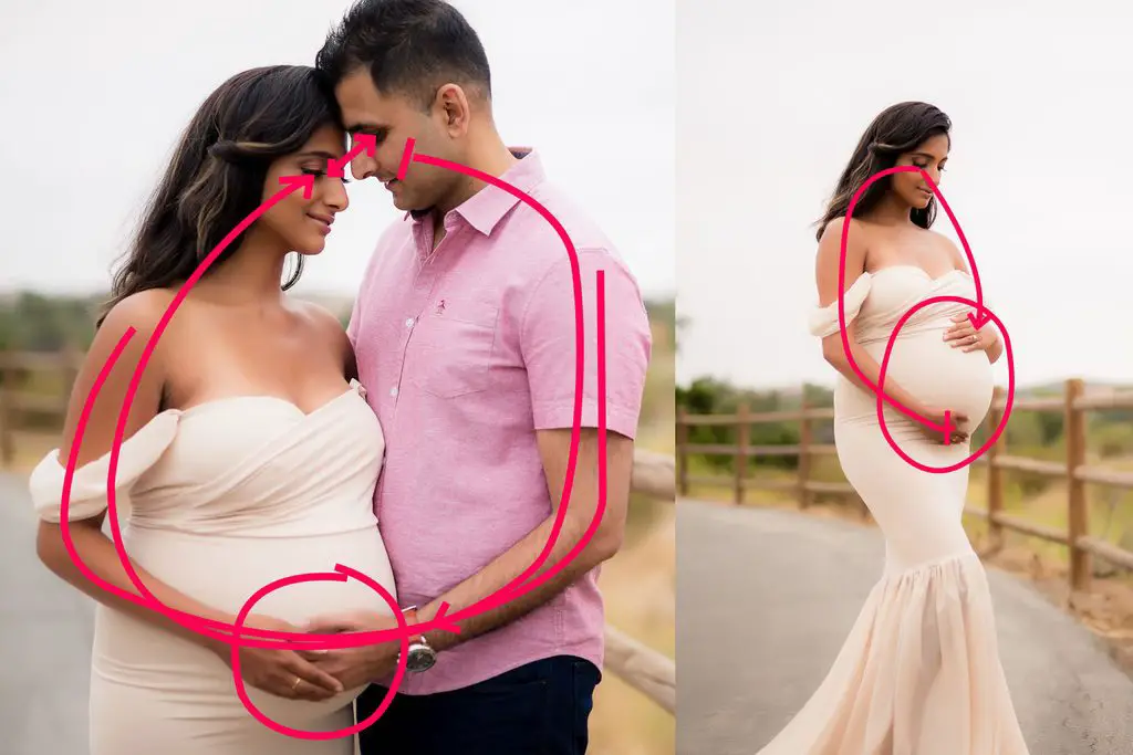 امرأة حامل ورجل يتموضعان لالتقاط صورة