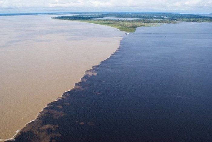 صورة التقاء مياه النهرين في البرازيل