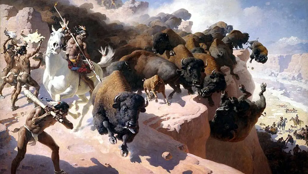 لوحة زيتية من إبداع (ويليام لي) بعنوان "اقتياد البوفالو" في سنة 1947.
