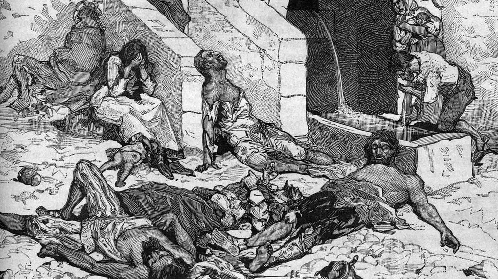 الطاعون أو (الموت الأسود) الذي اجتاح أوروبا في العصور الوسطى.
