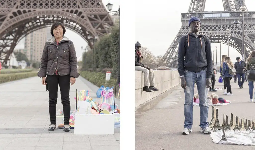 مواطن باريسي على اليمين ومواطنة من (تياندوشينغ) على اليسار كل في مدينته الخاصة.