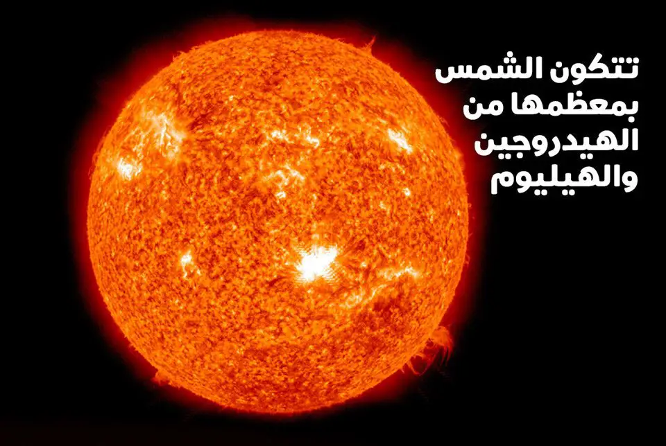 الشمس تتكون بمعظمها من الهيدروجين والهيليوم