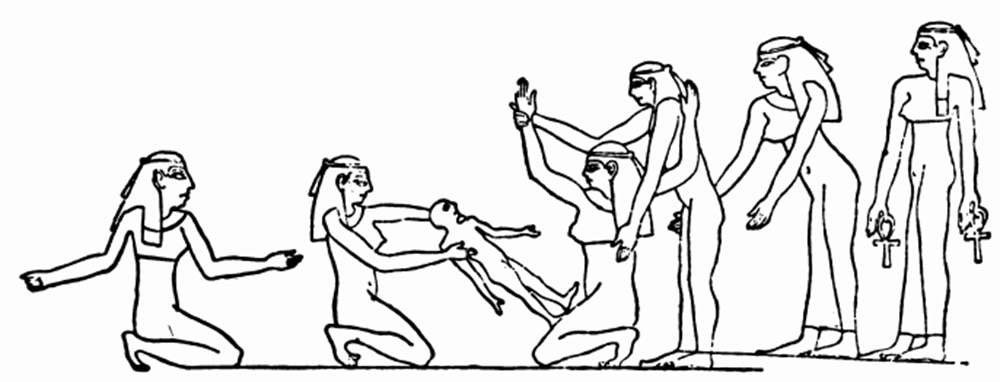 رسومات مصرية قديمة تبرز وضعيات التوليد السائدة آنذاك