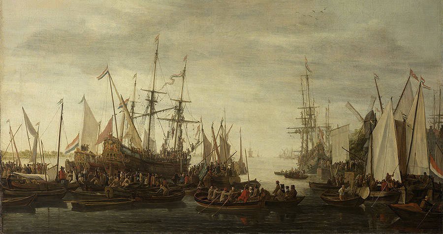 عنوان هذه اللوحة المرسومة: "تعذيب طبيب الأميرال (جان فان ناس) بطريقة السحب تحت عارضة السفينة"، يقدر تاريخ اللوحة بين سنتي 1660 و1686.