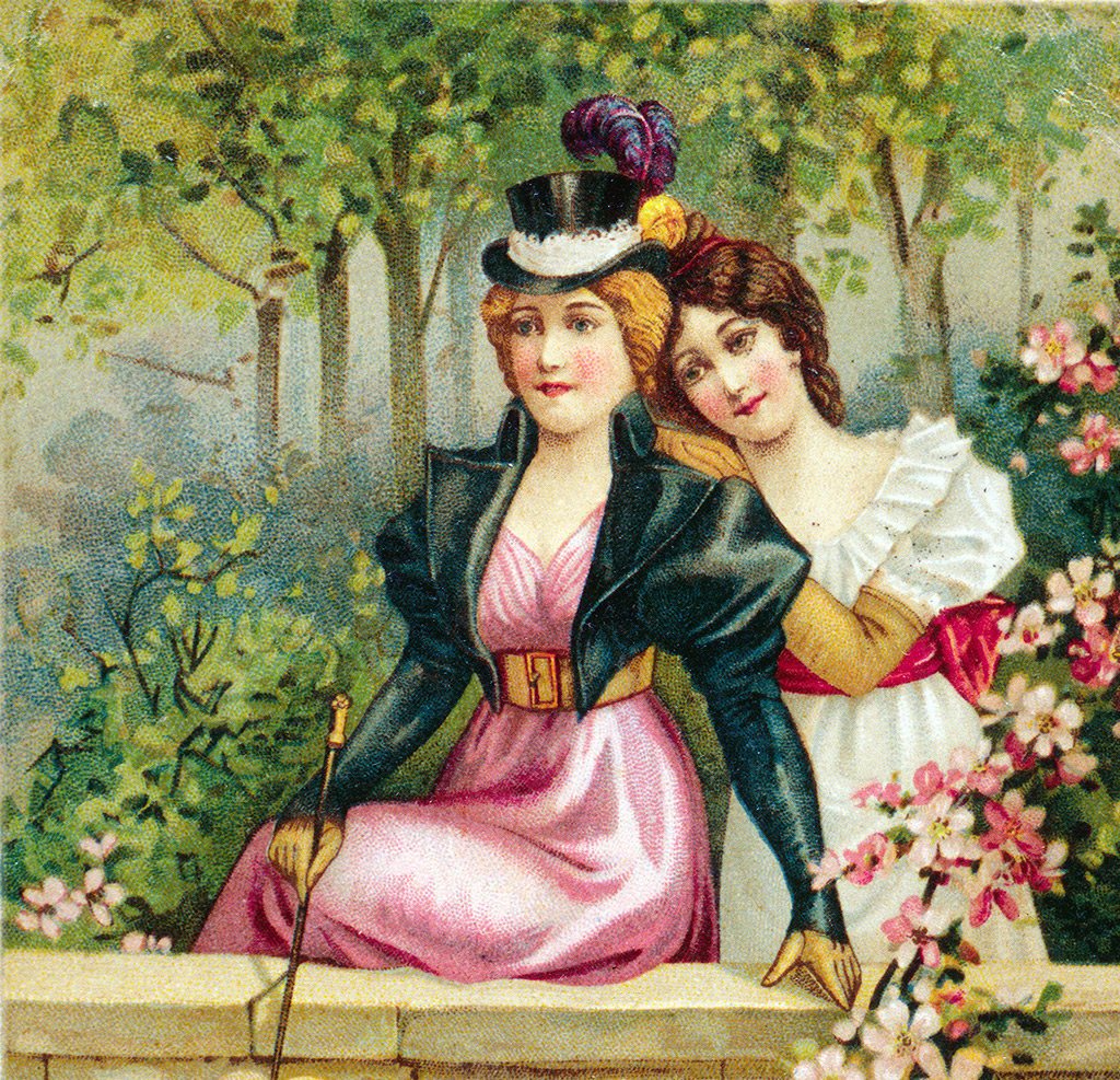 لوحة تبرز شابتين مرتبطتين ببعضهما البعض في سنة 1896.