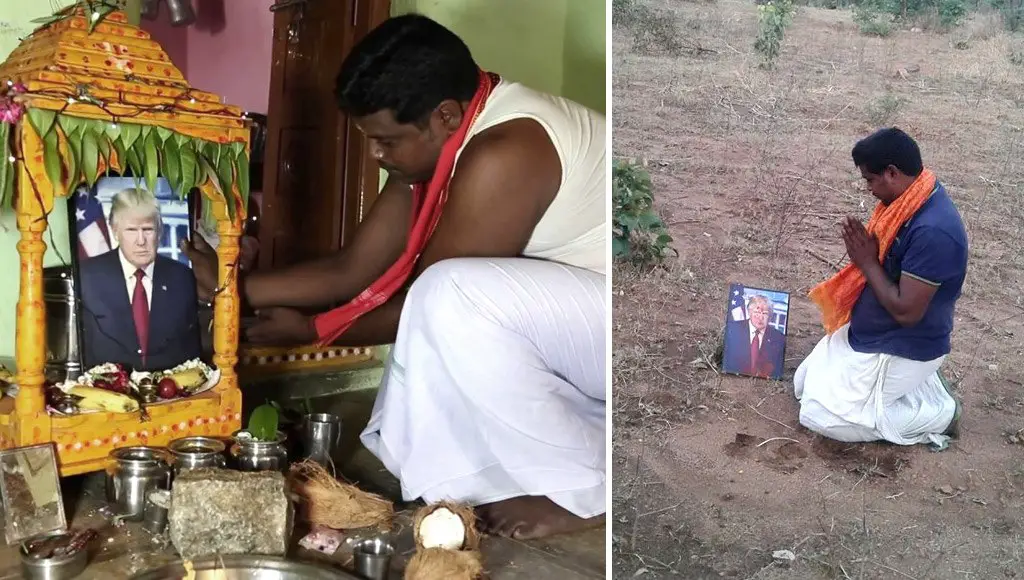 رجل من الهند يعبد ترمب ويعتبره إله