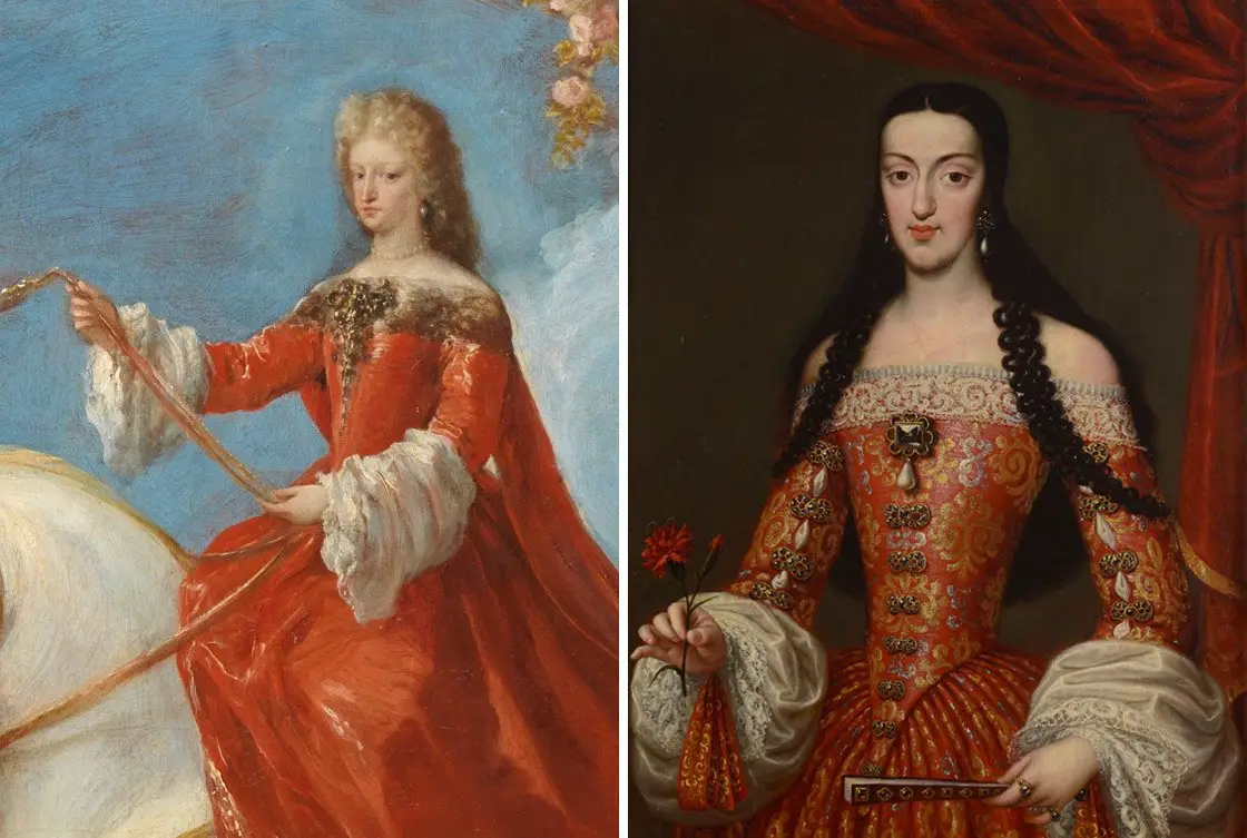 على اليمين لوحة (ماري لويز) زوجة (تشارلز الثاني) الأولى، وعلى اليسار (ماري آن) زوجة (تشارلز الثاني) الثانية