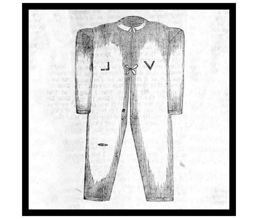ثوب المورمون الداخلي أو ”ثوب المعبد“ من سنة 1879.