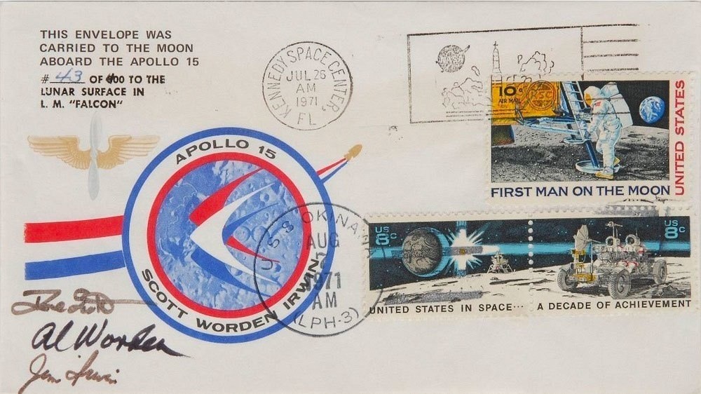 صورة لأحد "الأغلفة" البريدية التي تم تهريبها إلى القمر بصورة غير قانونية.