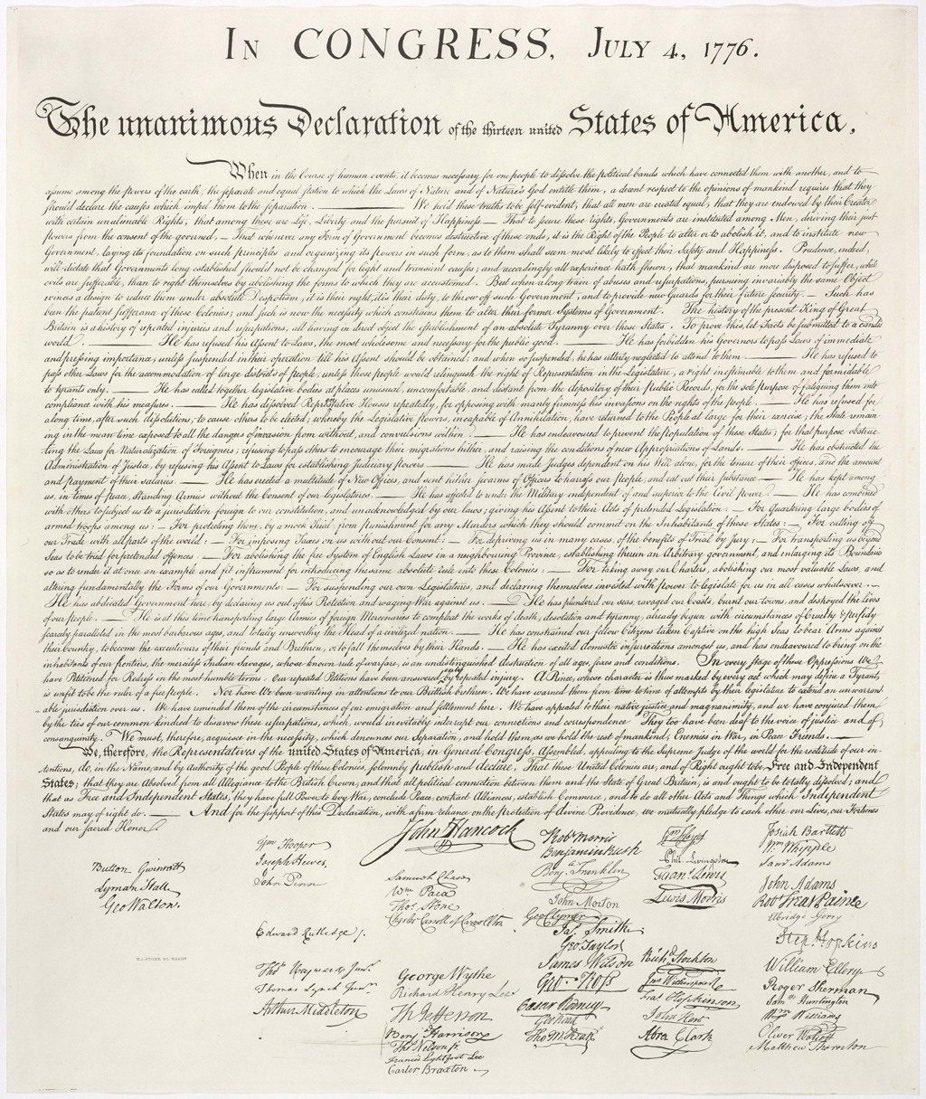 نسخة أصلية من وثيقة إعلان استقلال الولايات المتحدة الأمريكية