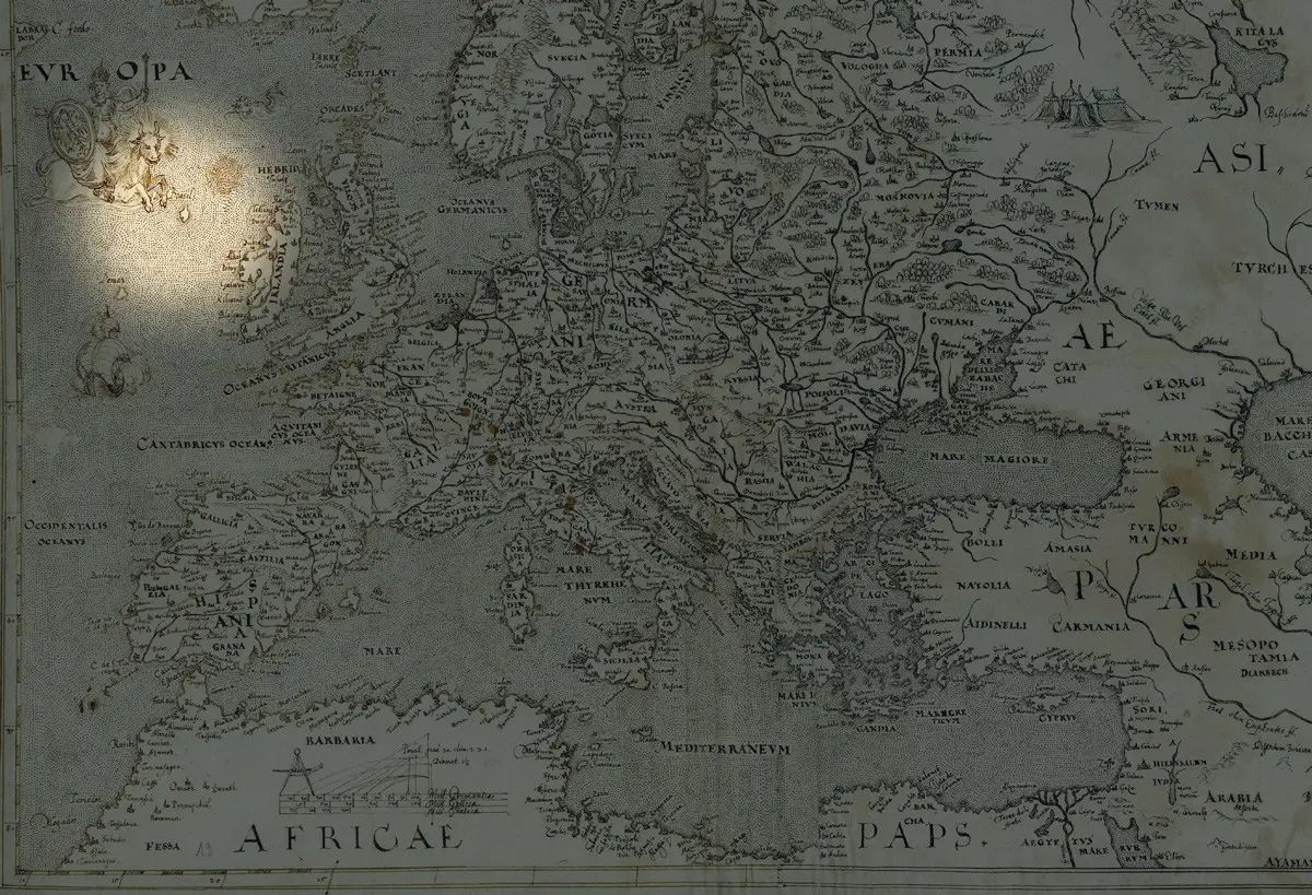 خريطة لأوروبا من عام 1570 تظهر جزيرة Hy-Brasil