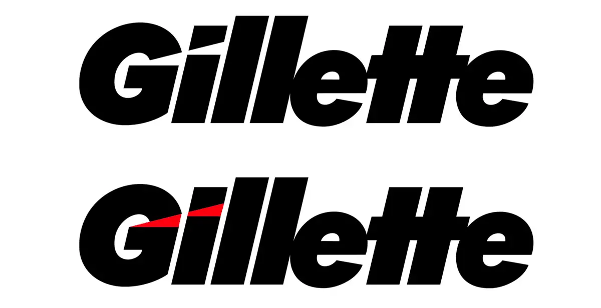 شعار شركة Gillete يتضمن ضربة شفرة حلاقة