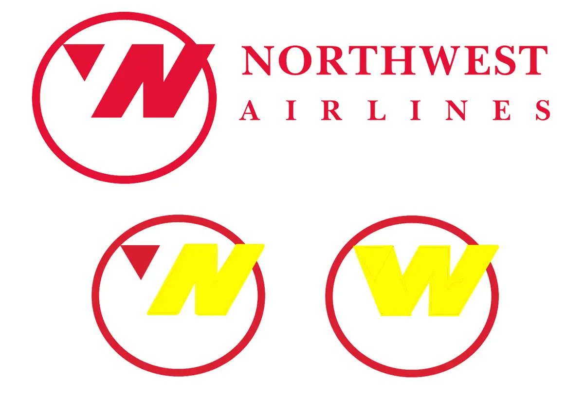 شعار شركة طيران Northwest الأمريكية يتضمن أحرف الشركة