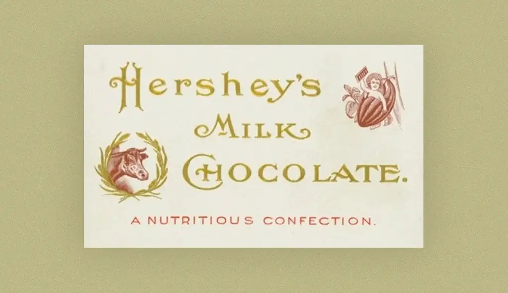 كان غلاف شوكولا (هيرشي) سنة 1900 أبيض اللون. صورة: مدونة Hershey Archives