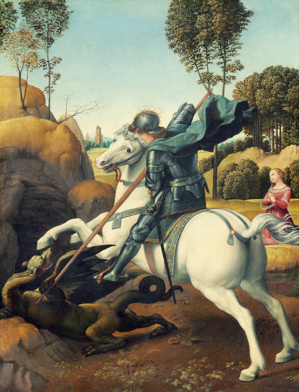لوحة لـ(رافاييل) تمثّل القديس (جورج) وهو يذبح التنين. 