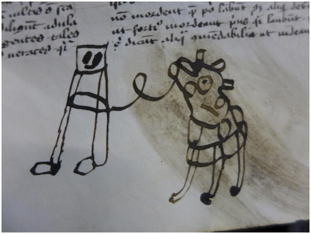 رسمة لطفل في كتاب من العصور الوسطى