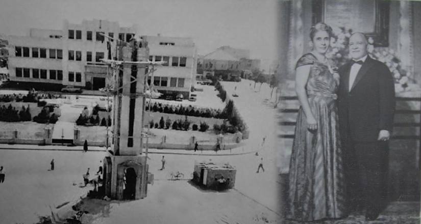 السيدة كرجية حداد، وساعة حمص الجديدة قيد الإنشاء.